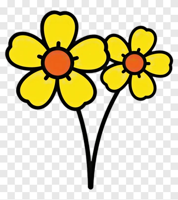 Yellow Flowers With Orange Centers PNG