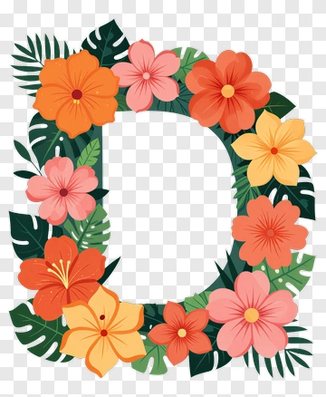 Floral Letter D Wreath PNG