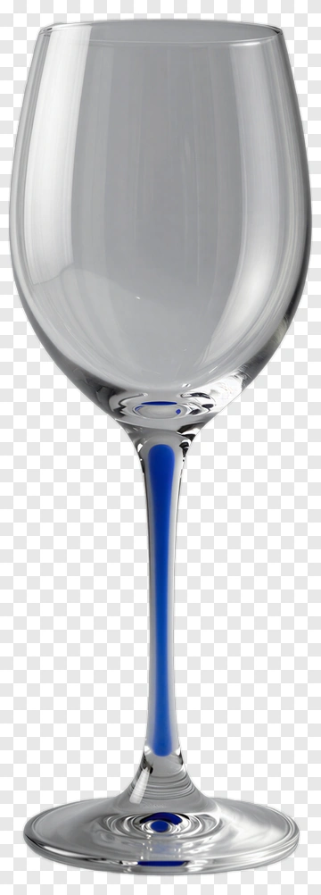 Clear Wine Glass With Blue Stem PNG