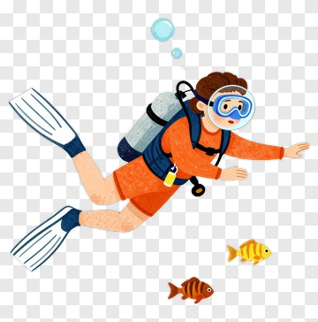 Scuba Diver With Fish PNG