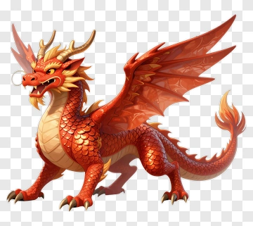 Red Dragon With Wings And Horns PNG
