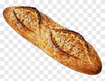 Golden Baguette With Poppy Seeds PNG