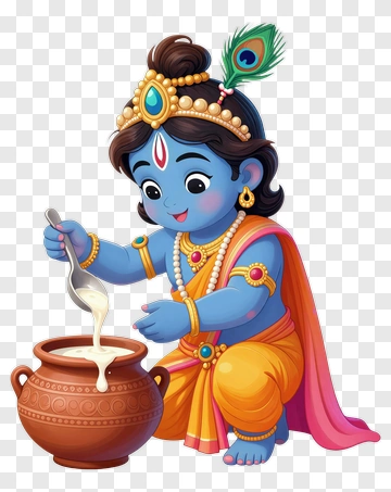 Krishna Pouring Milk From Pot PNG