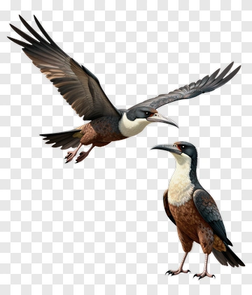 Bird Of Prey In Flight And Standing PNG