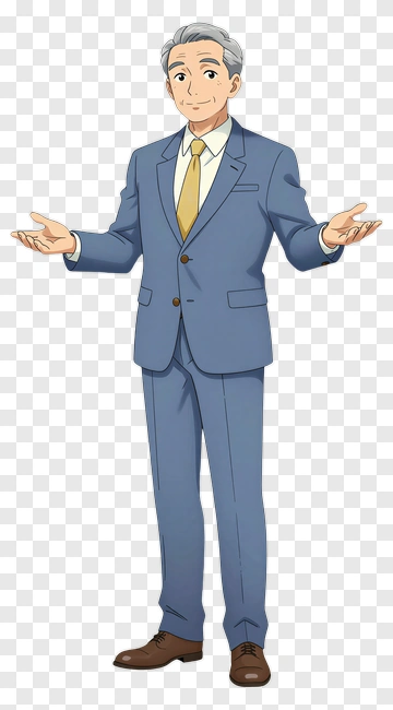 Anime Man In Blue Suit PNG