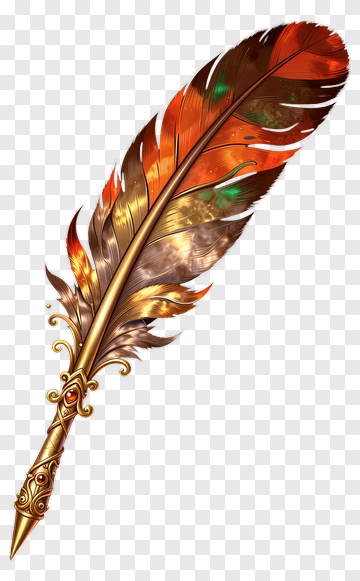 Golden Feather Quill Pen PNG