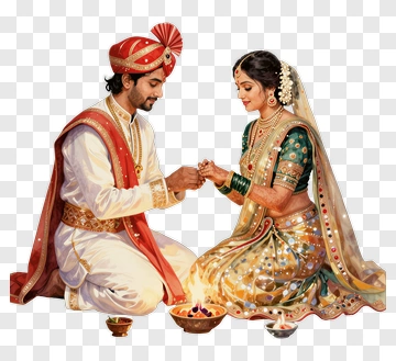 Indian Wedding Couple Holding Hands PNG