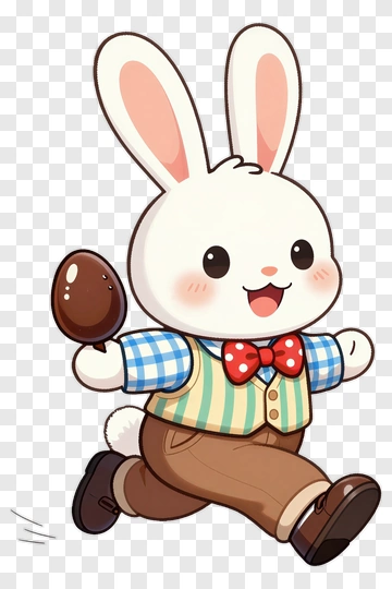 Running Rabbit With Chocolate Egg PNG