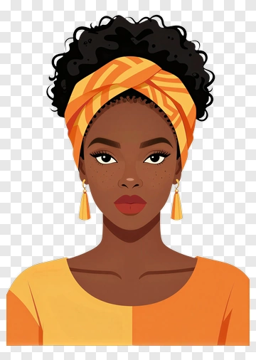 African Woman In Orange Headwrap PNG