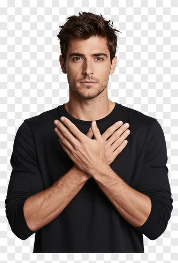 Man In Black Shirt With Hands Crossed PNG