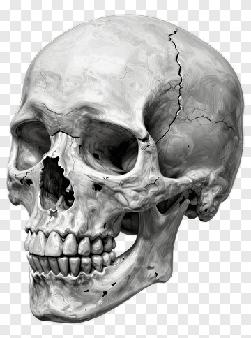 Human Skull With Cracks PNG