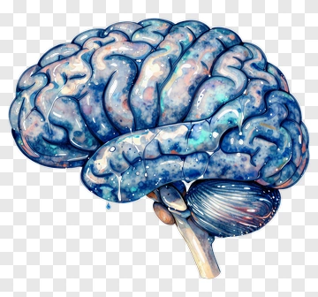 Watercolor Brain Illustration PNG