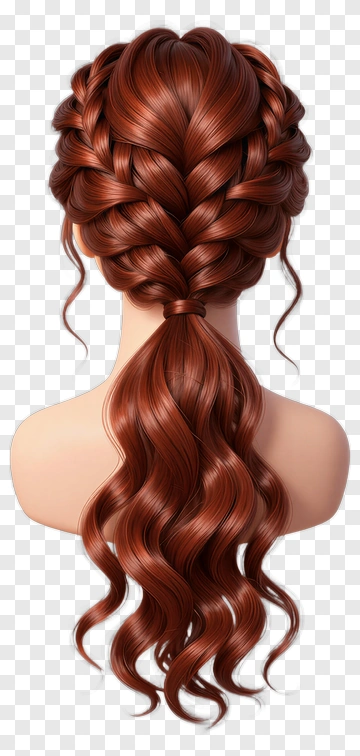 Woman With Red Braided Hair PNG
