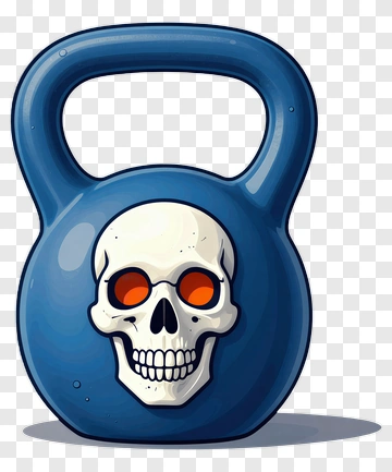 Blue Kettlebell With Skull Design PNG