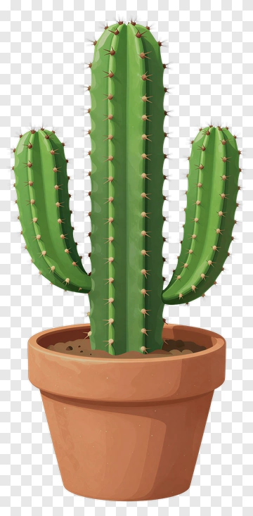 Green Cactus In Terracotta Pot PNG