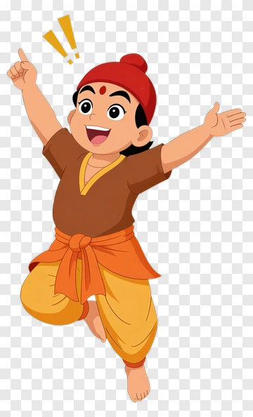 Joyful Cartoon Child In Traditional Attire PNG