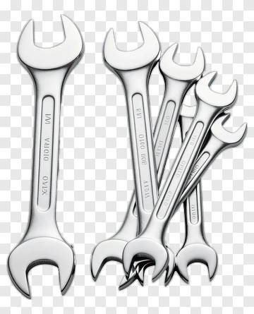 Set Of Metal Wrenches PNG