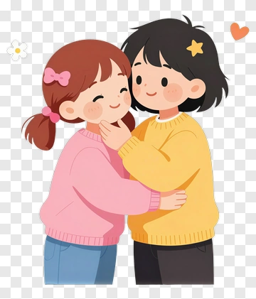 Two Children Hugging Happily PNG