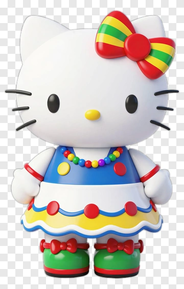 Hello Kitty In Colorful Outfit PNG