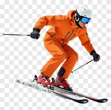 Skier In Orange Suit PNG