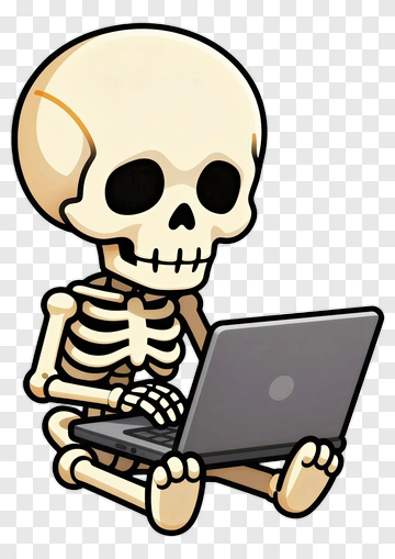 Skeleton Using Laptop PNG