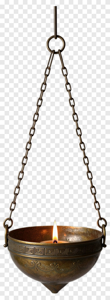 Hanging Metal Candle Holder With Flame PNG