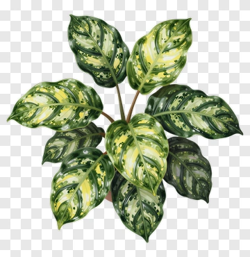 Dumb Cane Plant With Variegated Leaves PNG