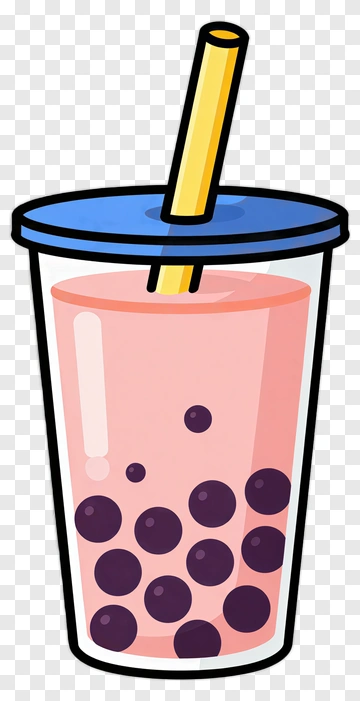 Bubble Tea Drink With Straw PNG