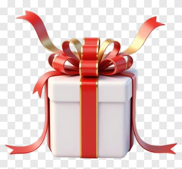 Gift Box With Red And Gold Ribbon PNG
