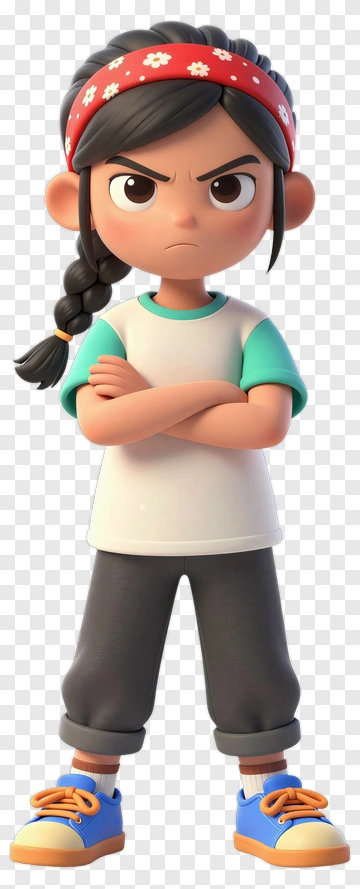 Angry Girl Cartoon Character PNG