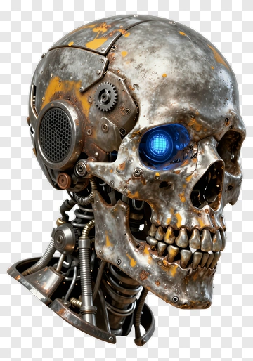 Robot Skull With Blue Eye PNG