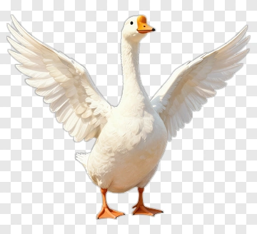 White Goose With Spread Wings PNG