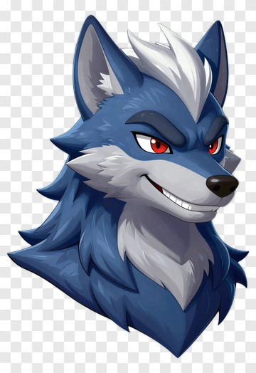 Blue Wolf Character With Red Eyes PNG