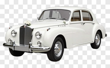 White Wedding Car With Floral Decoration PNG