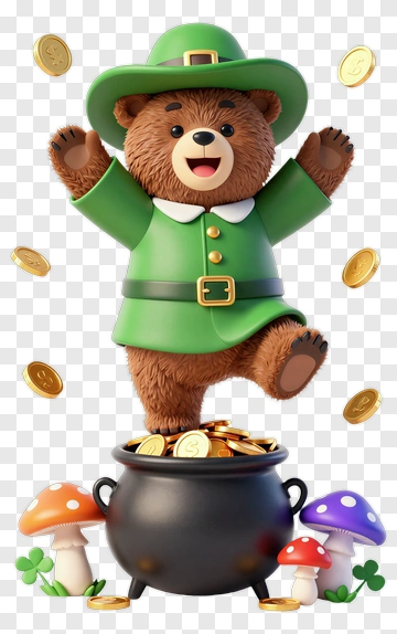 Leprechaun Bear Celebrating Fortune PNG
