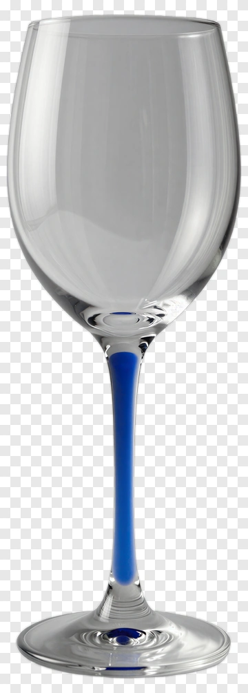 Clear Wine Glass With Blue Stem PNG