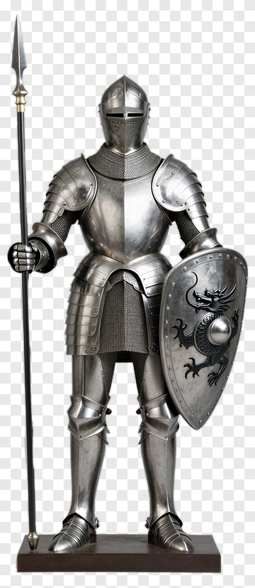 Knight In Full Armor With Spear And Shield PNG