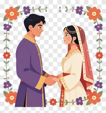 Couple In Traditional Wedding Attire PNG