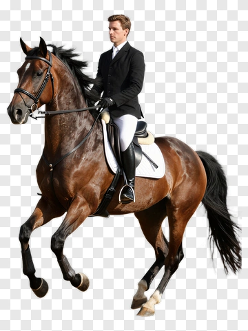 Equestrian Jockey Riding Brown Horse PNG