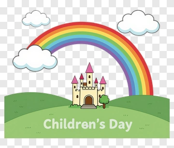 Children's Day Castle With Rainbow PNG