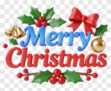 Merry Christmas 3D Festive Design PNG