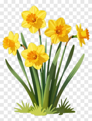 Yellow Daffodil Blooms In Spring PNG