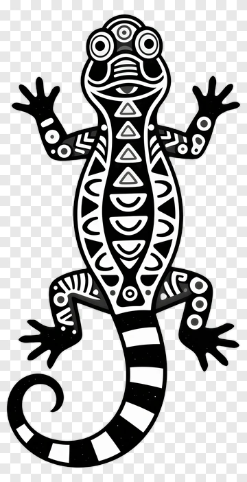 Black And White Hand Drawn Gecko PNG