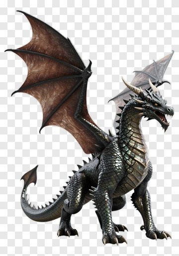 Realistic 3D Dragon With Wings And Spikes PNG