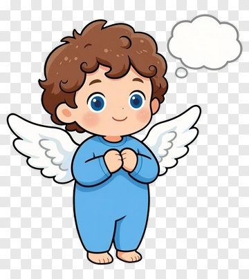 Cartoon Angel Child With Wings PNG