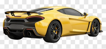 Yellow Sports Car Rear View PNG
