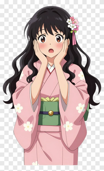 Anime Girl In Pink Kimono PNG