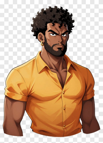 Man With Curly Hair And Beard PNG