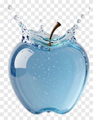 Blue Apple With Water Splash PNG