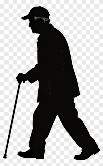 Elderly Man Walking With Cane PNG